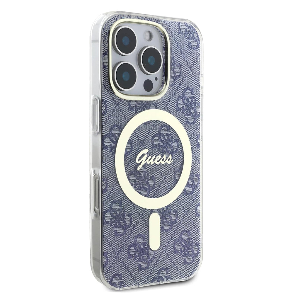 Etui MagSafe dla Apple iPhone 16 Pro, Guess, IML 4G, Niebieskie
