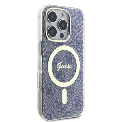 Etui MagSafe dla Apple iPhone 16 Pro, Guess, IML 4G, Niebieskie
