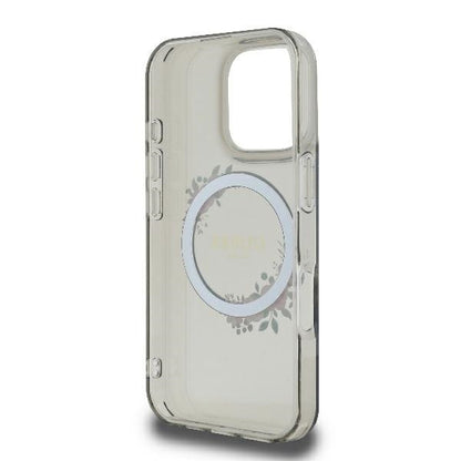Etui MagSafe dla Apple iPhone 16 Pro, Guess, IML Flowers Wreath, Czarne