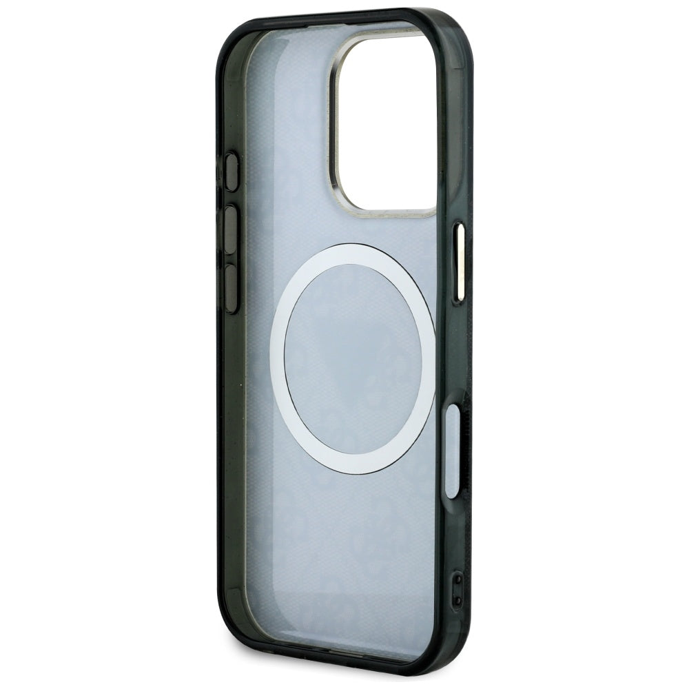 Etui MagSafe dla Apple iPhone 16 Pro, Guess, IML Glitter 4G Circle Triangle, Czarne