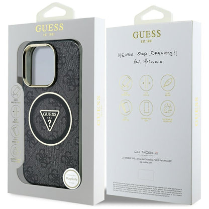 Etui MagSafe dla Apple iPhone 16 Pro, Guess, IML Glitter 4G Circle Triangle, Czarne