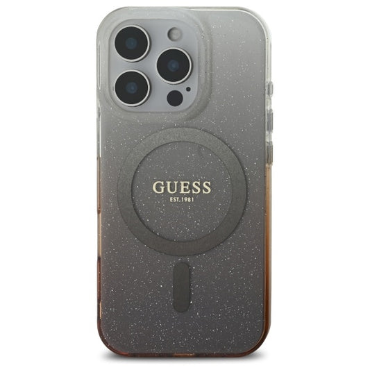 Etui MagSafe dla Apple iPhone 16 Pro, Guess, IML Glitter Gradient, Brązowy