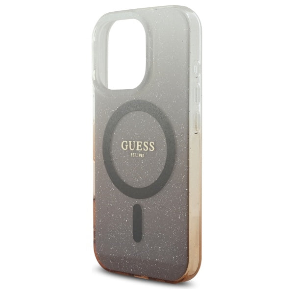 Etui MagSafe dla Apple iPhone 16 Pro, Guess, IML Glitter Gradient, Brązowy
