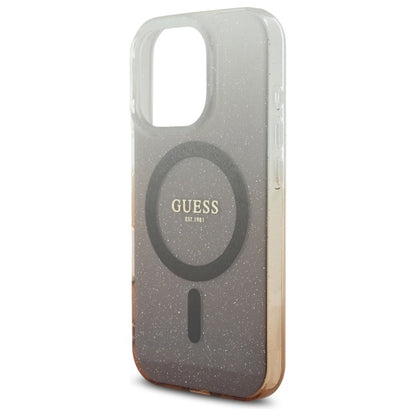 Etui MagSafe dla Apple iPhone 16 Pro, Guess, IML Glitter Gradient, Brązowy
