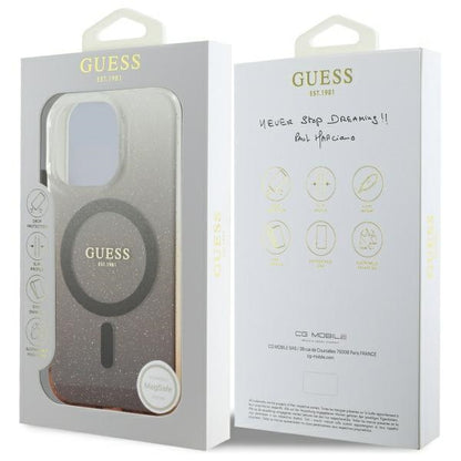 Etui MagSafe dla Apple iPhone 16 Pro, Guess, IML Glitter Gradient, Brązowy