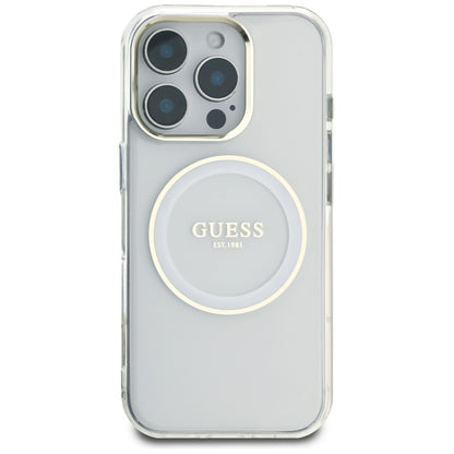 MagSafe Case for Apple iPhone 16 Pro, Guess, IML Metal Colored Circle, White