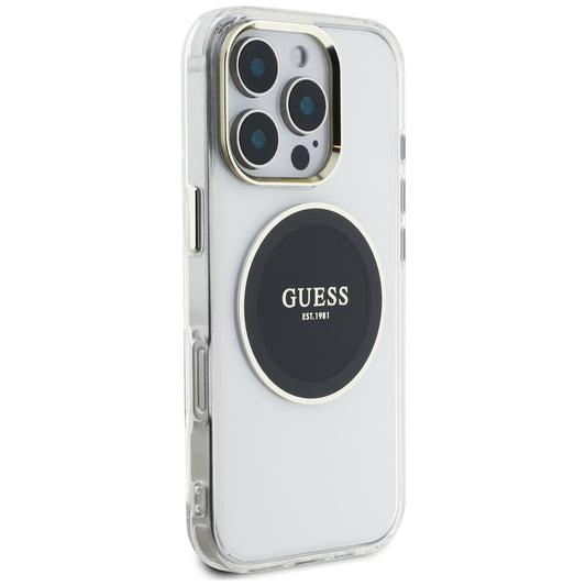 Etui MagSafe dla Apple iPhone 16 Pro, Guess, IML Metal Colored Circle, Czarne