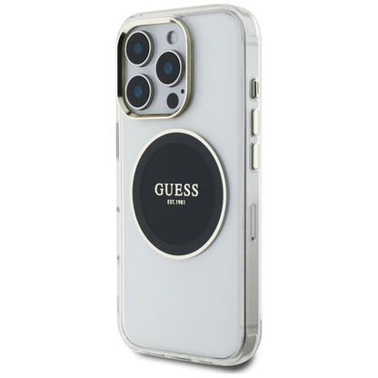 MagSafe Case for Apple iPhone 16 Pro, Guess, IML Metal Colored Circle, Black
