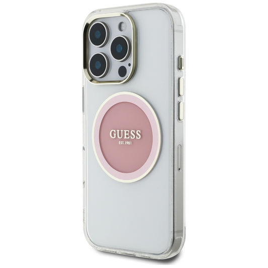 Etui MagSafe dla Apple iPhone 16 Pro, Guess, IML Metal Colored Circle, Różowy