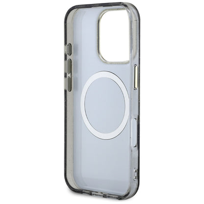 Etui MagSafe dla Apple iPhone 16 Pro, Guess, IML Metal Glitter Flowers Triangle, Czarne