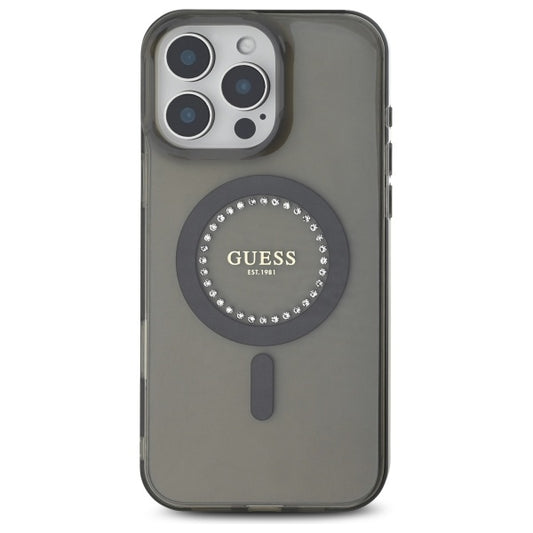Etui MagSafe dla Apple iPhone 16 Pro, Guess, IML Rhinestone, Czarne
