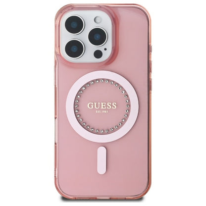 Etui MagSafe dla Apple iPhone 16 Pro, Guess, IML Rhinestone, Różowy