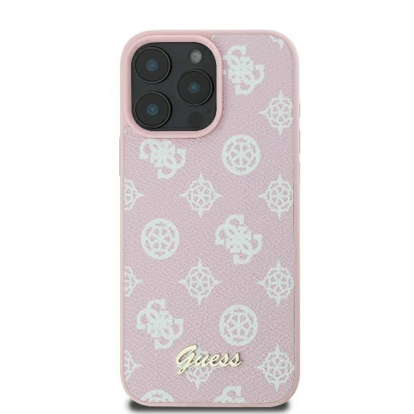 Etui MagSafe dla Apple iPhone 16 Pro, Guess, Peony Script, Różowy