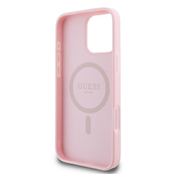 Etui MagSafe dla Apple iPhone 16 Pro, Guess, Peony Script, Różowy