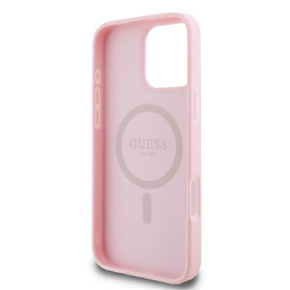 Etui MagSafe dla Apple iPhone 16 Pro, Guess, Peony Script, Różowy