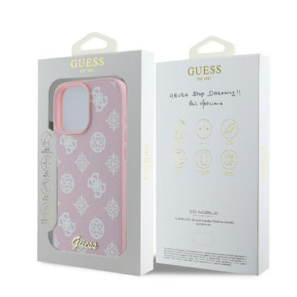 Etui MagSafe dla Apple iPhone 16 Pro, Guess, Peony Script, Różowy