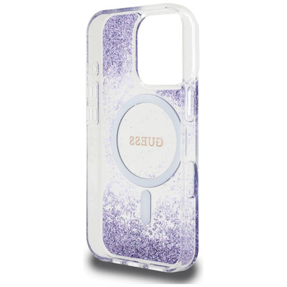Etui MagSafe dla Apple iPhone 16 Pro, Guess, Resin Bottom Glitter, Fioletowy