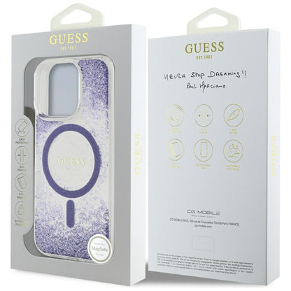 Etui MagSafe dla Apple iPhone 16 Pro, Guess, Resin Bottom Glitter, Fioletowy