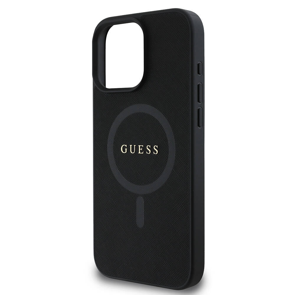 Etui MagSafe dla Apple iPhone 16 Pro, Guess, Saffiano Classic Logo, Czarne