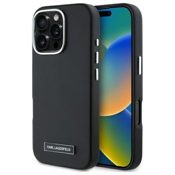 MagSafe Case for Apple iPhone 16 Pro, Karl Lagerfeld, FW Metal Plate, Black