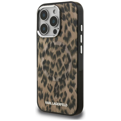 MagSafe Case for Apple iPhone 16 Pro, Karl Lagerfeld, IML Leopard Pattern, Brown