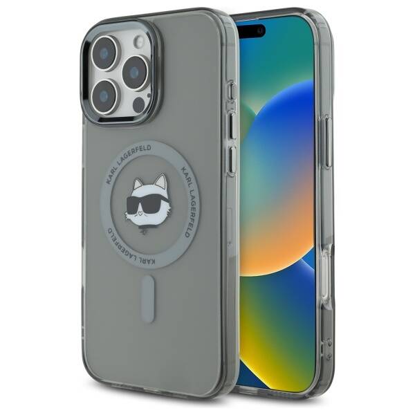 Etui MagSafe dla Apple iPhone 16 Pro, Karl Lagerfeld, IML Metal Choupette's Head, Czarne