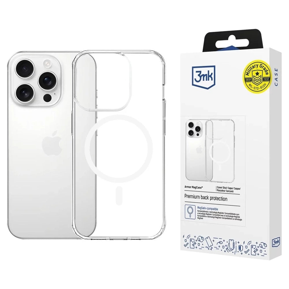 Etui MagSafe dla Apple iPhone 16 Pro Max, 3MK, Armor MagCase, Przezroczyste