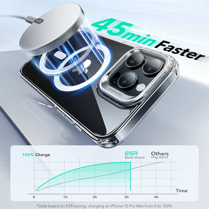 Etui MagSafe dla Apple iPhone 16 Pro Max, ESR, Classic Hybrid Kickstand, Szary Przezroczysty