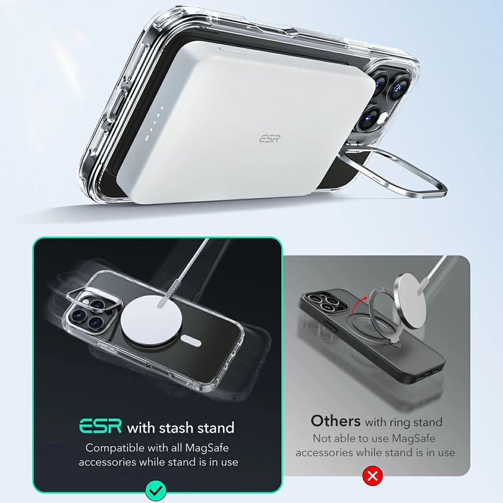 Etui MagSafe dla Apple iPhone 16 Pro Max, ESR, Classic Hybrid Kickstand, Szary Przezroczysty