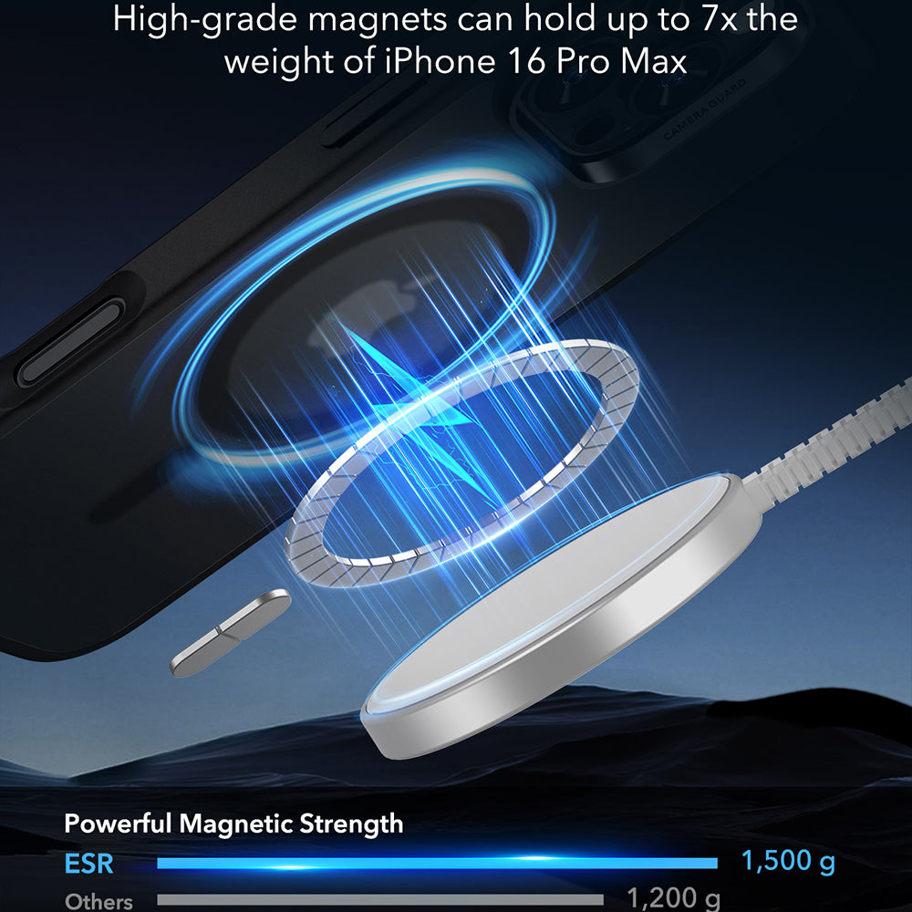 Etui MagSafe do Apple iPhone 16 Pro Max, ESR, Classic Hybrid, Czarna Satynowa