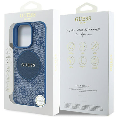 Etui MagSafe dla Apple iPhone 16 Pro Max, Guess, 4G Circle Classic Logo, Niebieskie