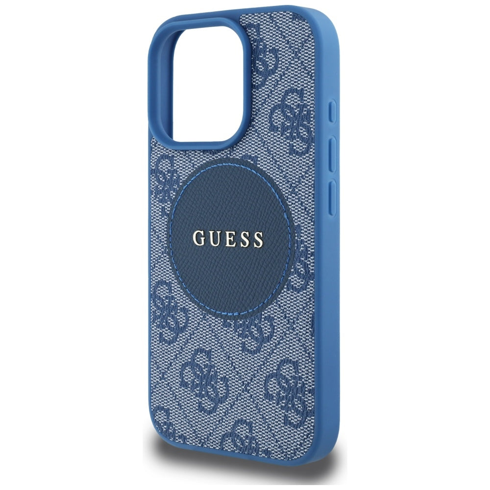 Etui MagSafe dla Apple iPhone 16 Pro Max, Guess, 4G Circle Classic Logo, Niebieskie
