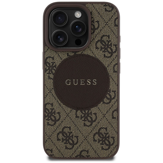 Etui MagSafe dla Apple iPhone 16 Pro Max, Guess, 4G Circle Classic Logo, Brązowy