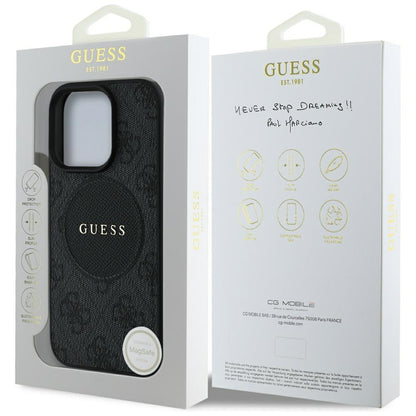 Etui MagSafe dla Apple iPhone 16 Pro Max, Guess, 4G Circle Classic Logo, Czarne