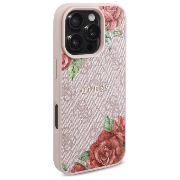 Etui MagSafe dla Apple iPhone 16 Pro Max, Guess, 4G Flowers Print, Różowy