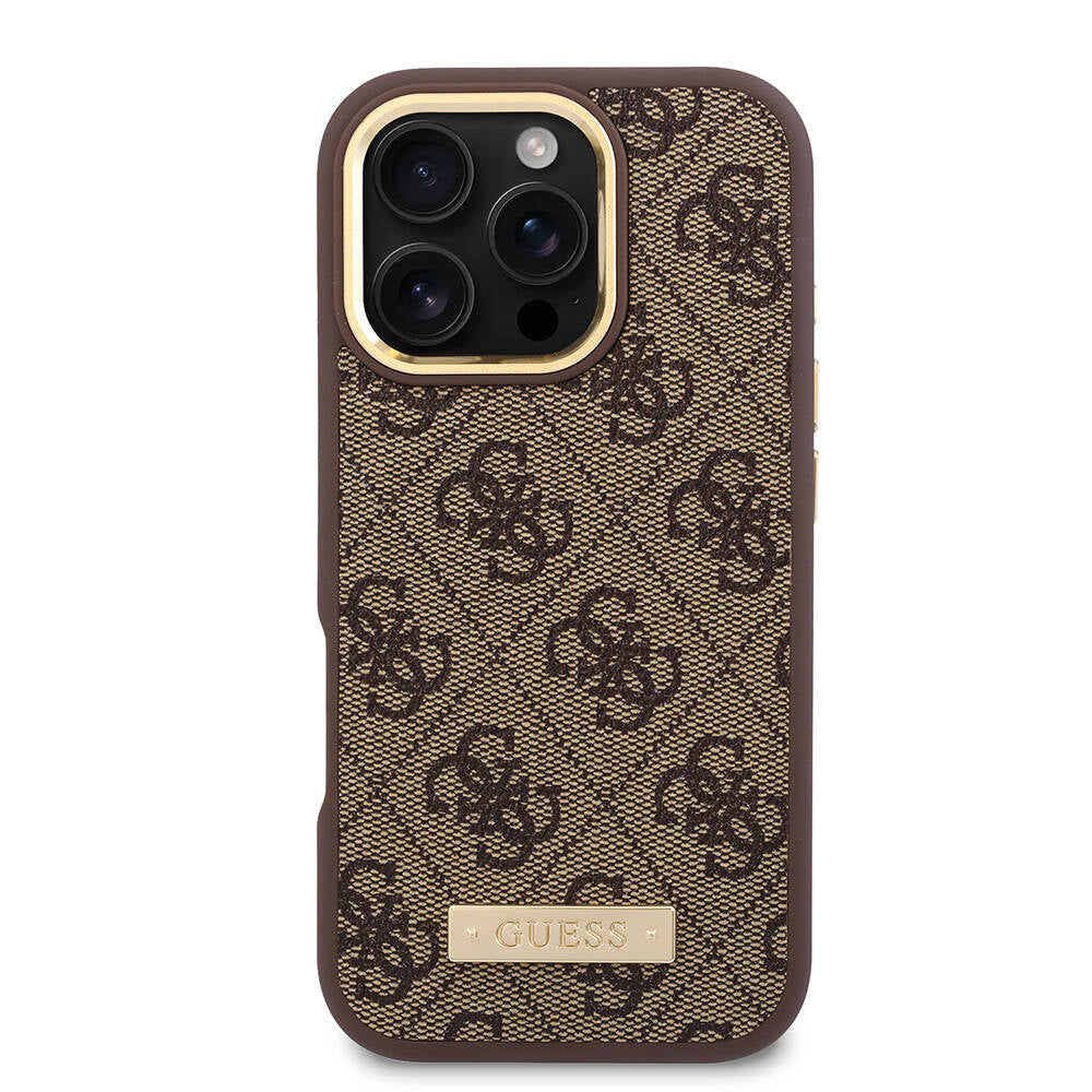 Etui MagSafe dla Apple iPhone 16 Pro Max, Guess, 4G Logo Plate, Różowy