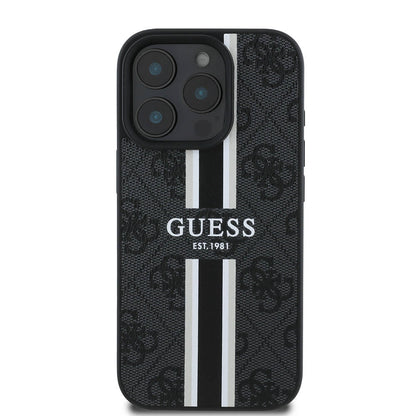 Etui MagSafe dla Apple iPhone 16 Pro Max, Guess, 4G Printed Stripes, Czarne