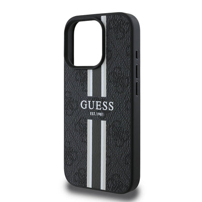 Etui MagSafe dla Apple iPhone 16 Pro Max, Guess, 4G Printed Stripes, Czarne