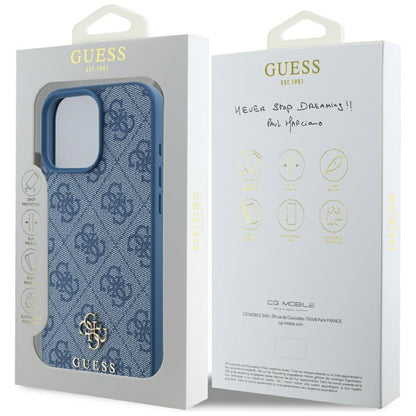 Etui MagSafe dla Apple iPhone 16 Pro Max, Guess, 4G Small and Classic Logo, Niebieskie