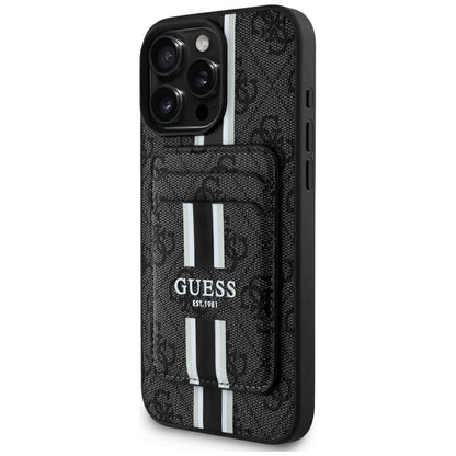 Etui MagSafe dla Apple iPhone 16 Pro Max, Guess, Cardslot 4G Stripes, Czarne