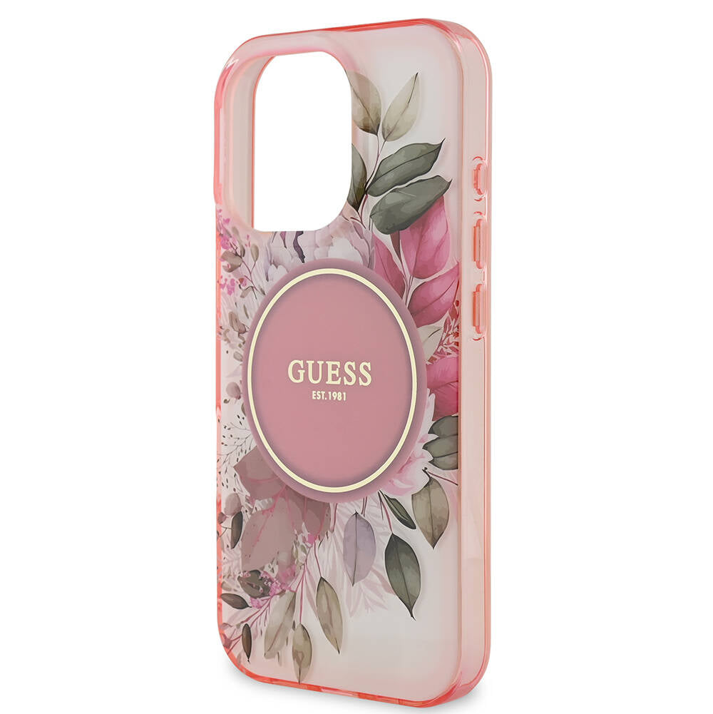 Etui MagSafe dla Apple iPhone 16 Pro Max, Guess, IML Flower & Tonal Circle, Różowy