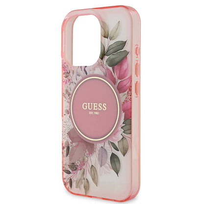 Etui MagSafe dla Apple iPhone 16 Pro Max, Guess, IML Flower & Tonal Circle, Różowy