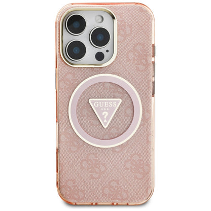 Etui MagSafe dla Apple iPhone 16 Pro Max, Guess, IML Glitter 4G Circle Triangle, Różowy