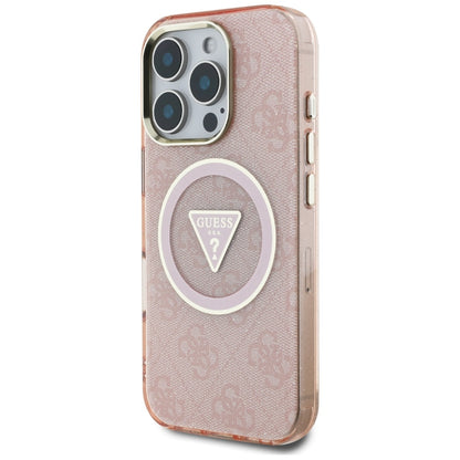 Etui MagSafe dla Apple iPhone 16 Pro Max, Guess, IML Glitter 4G Circle Triangle, Różowy