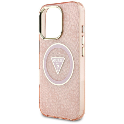 Etui MagSafe dla Apple iPhone 16 Pro Max, Guess, IML Glitter 4G Circle Triangle, Różowy