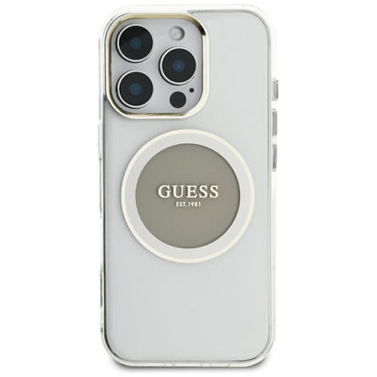 Etui MagSafe dla Apple iPhone 16 Pro Max, Guess, IML Metal Colored Circle, Szare