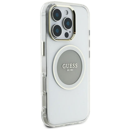 Etui MagSafe dla Apple iPhone 16 Pro Max, Guess, IML Metal Colored Circle, Szare