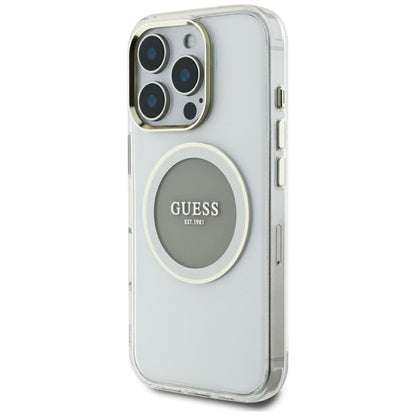 Etui MagSafe dla Apple iPhone 16 Pro Max, Guess, IML Metal Colored Circle, Szare