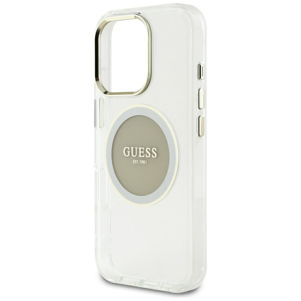 Etui MagSafe dla Apple iPhone 16 Pro Max, Guess, IML Metal Colored Circle, Szare