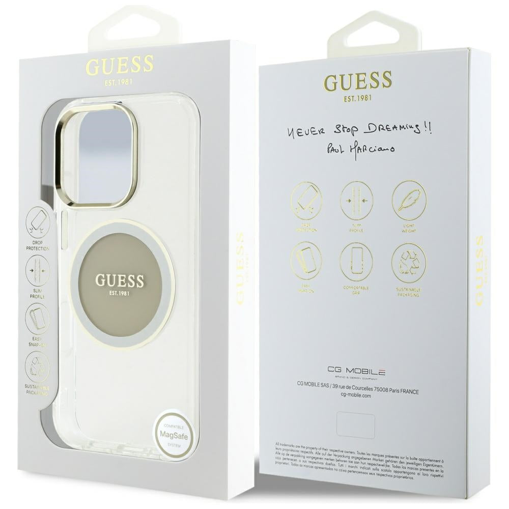 Etui MagSafe dla Apple iPhone 16 Pro Max, Guess, IML Metal Colored Circle, Szare